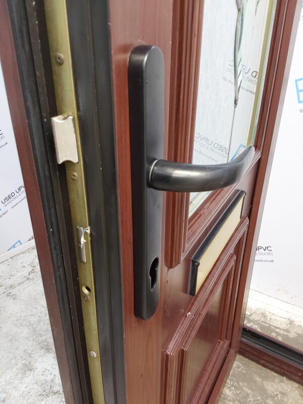 Used Rosewood Upvc Front Door And Side Panel 1340mm x 2060mm (reduce to 1325mm) DS004 - Image 8