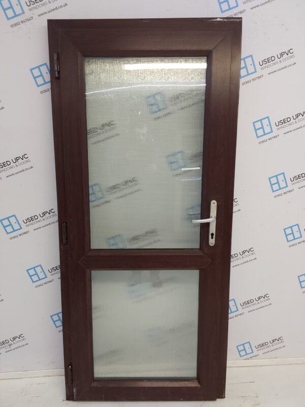 Used Rosewood Upvc Back Door 925mm x 2045mm 0735 - Image 2