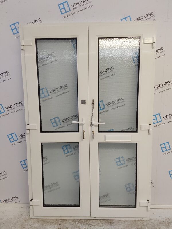 Used White Upvc French Doors 1260mm x 1975mm EA9 - Image 2