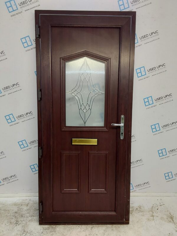 Used Rosewood Upvc Front Door 935mm x 2095mm C7D069 - Image 2