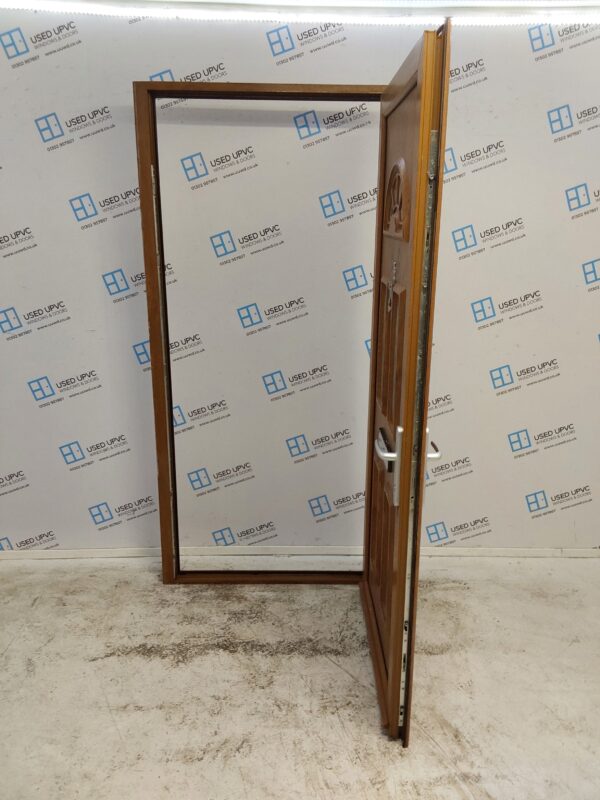 Used Oak Upvc Front Door 980mm x 2080mm C7D072 - Image 3