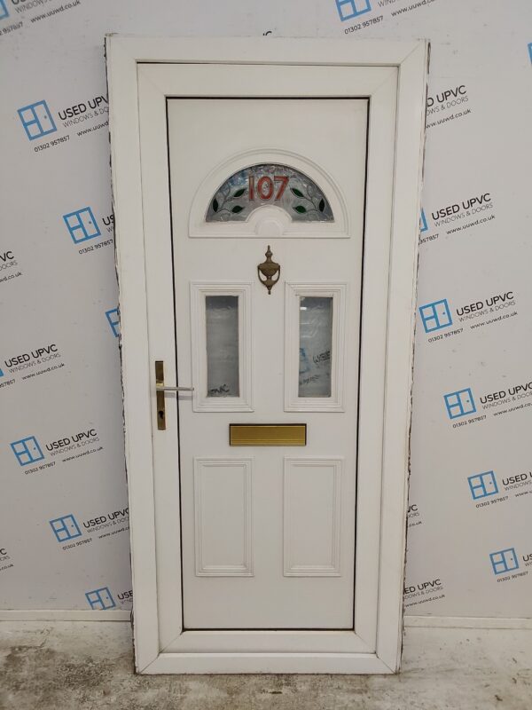 Used White Upvc Front Door 920mm x 2035mm (Reduce To 890mm) 0810