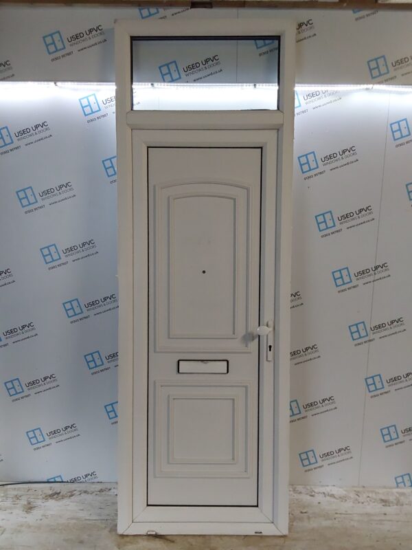 Used White Upvc Front Door And Toplight 880mm x 2570mm 0554