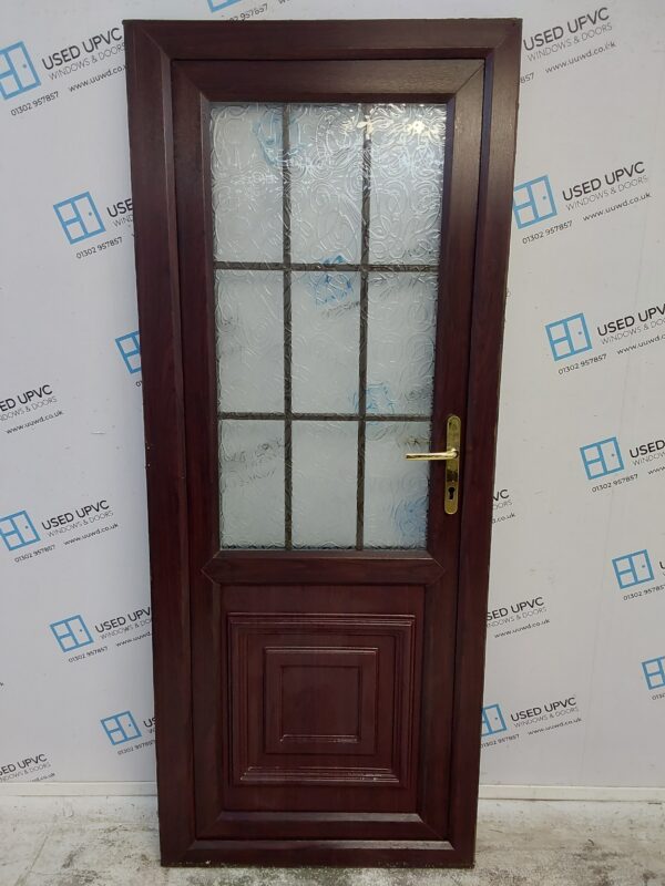 Used Rosewood Upvc Back Door 820mm x 2025mm (reduce to 800mm) 0781