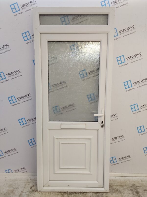 Used White Upvc Front Door And Toplight 930mm x 2255mm 0649