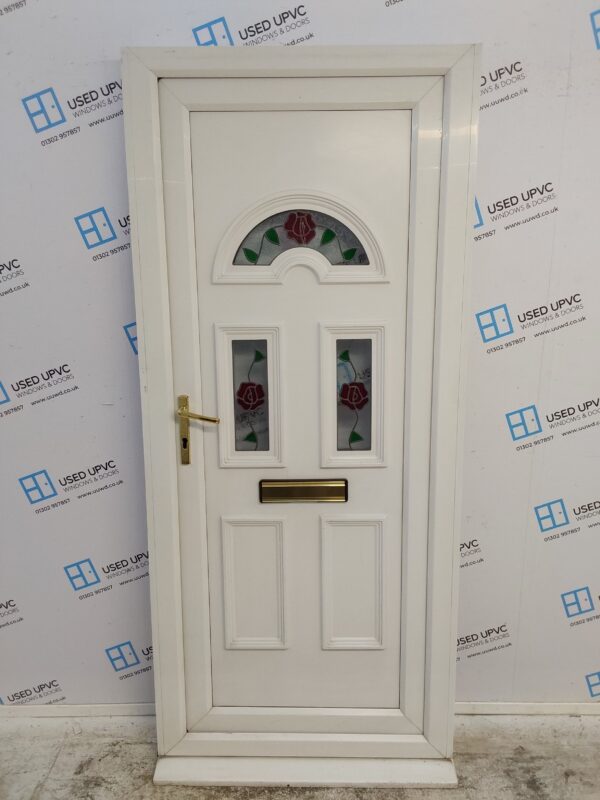 Used White Upvc Front Door 920mm x 2080mm (reduce to 880mm) 0637