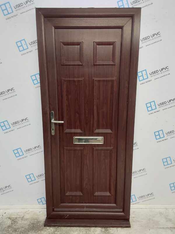 Used Rosewood Upvc Front Door 895mm x 2095mm 0247