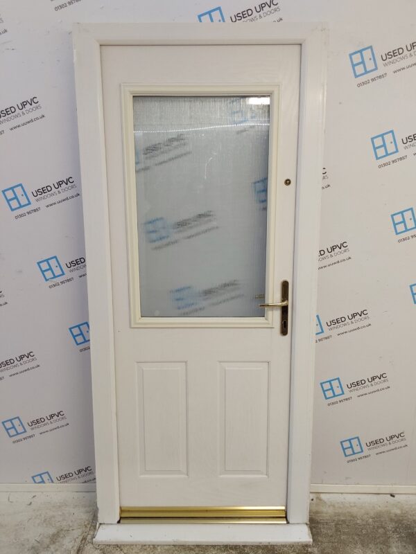 Used White Composite Back Door 940mm x 2110mm (Reduce To 890mm) C7D004