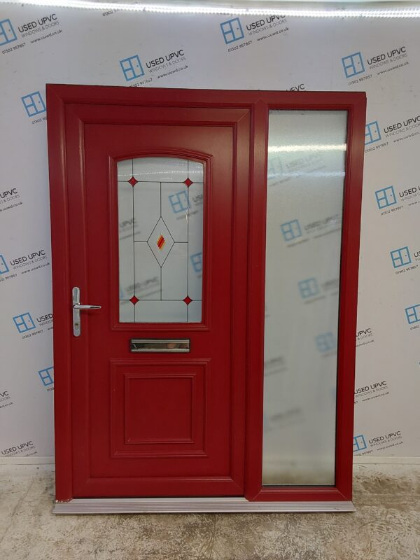 Used Red Upvc Front Door And Side Panel 1490mm x 2035mm DS008