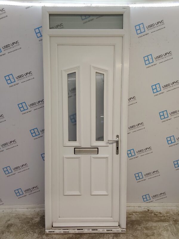 Used White Upvc Front Door And Toplight 880mm x 2360mm 0367