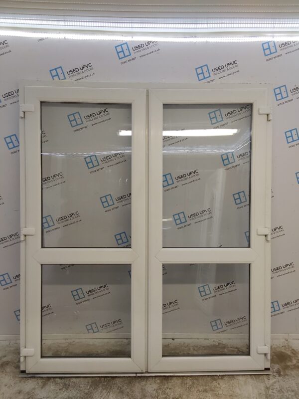 Used White Upvc Push Bar French Doors 1795mm x 2085mm EA15