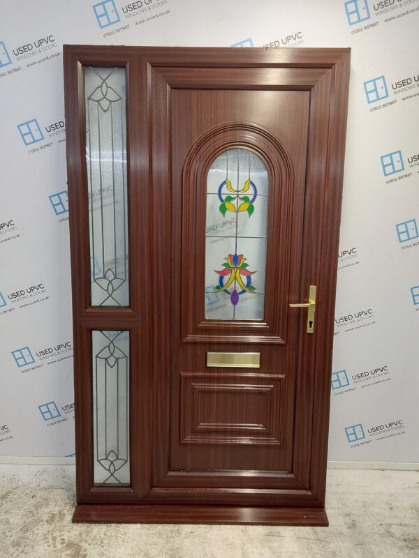 Used Woodgrain Upvc Front Door And Side Panel 1185mm x 2090mm DS019