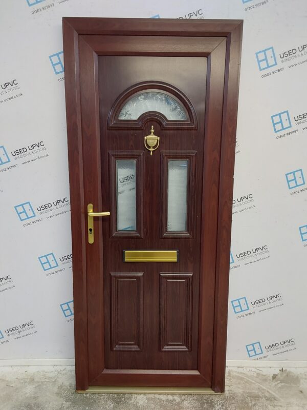 Used Rosewood Upvc Front Door 855mm x 1995mm 0481