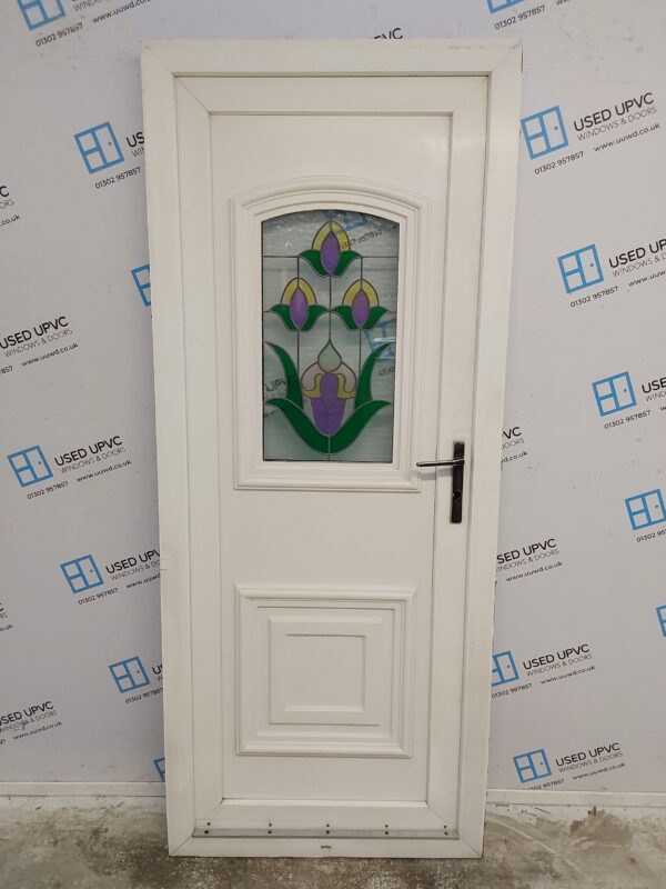 Used White Upvc Back Door 840mm x 2020mm C6045