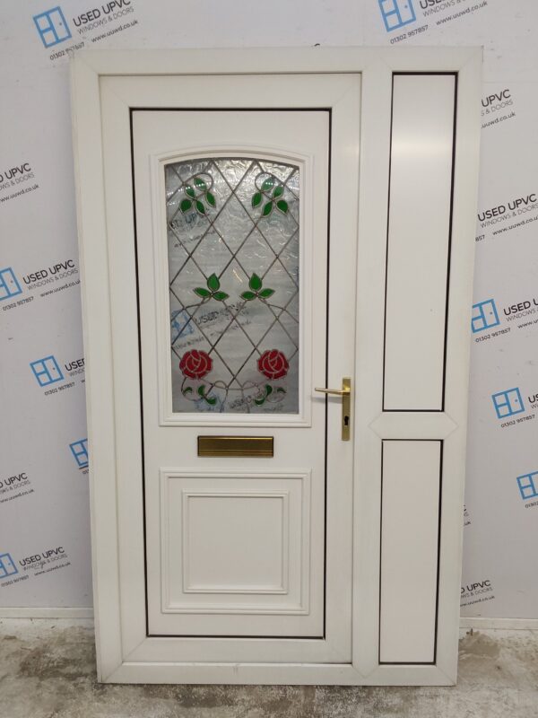 Used White Upvc Front Door And Side Panel 1225mm x 2040mm (reduce to 1210mm) DS002