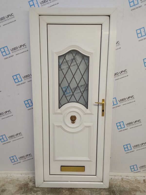 Used White Upvc Front Door 910mm x 2070mm (reduce to 885mm) C7D019