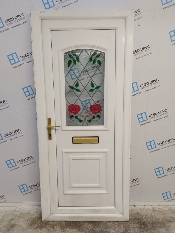 Used White Upvc Front Door 900mm x 2040mm (reduce to 880mm) C7D031