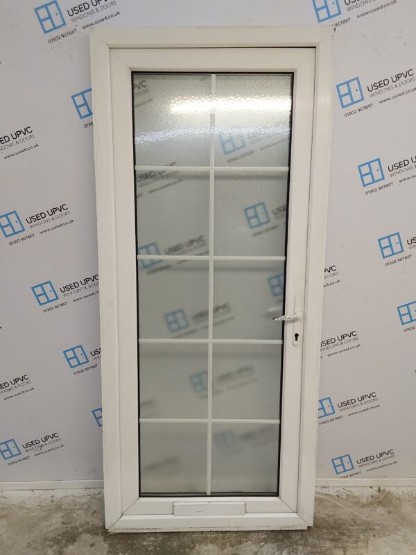 Used White Upvc Full Glass Door 915mm x 2070mm (Reduce To 2050mm) 0569