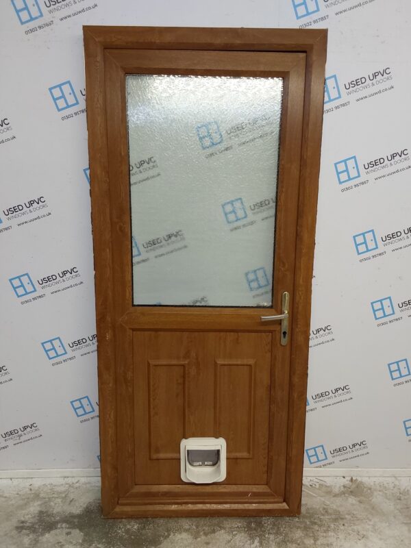 Used Oak Upvc Back Door 900mm x 2045mm 0537