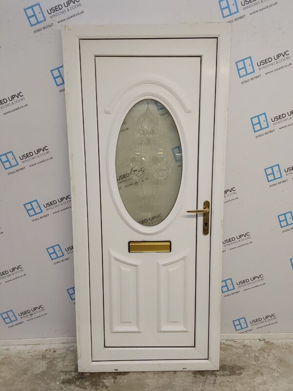 Used White Upvc Front Door 900mm x 2060mm (Reduce To 880mm) 0644