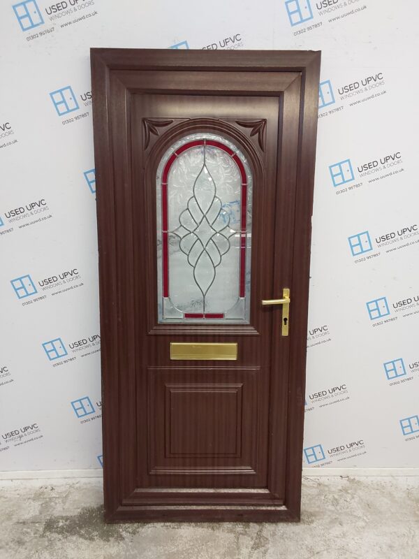 Used Woodgrain Upvc Front Door 885mm x 1995mm 0486