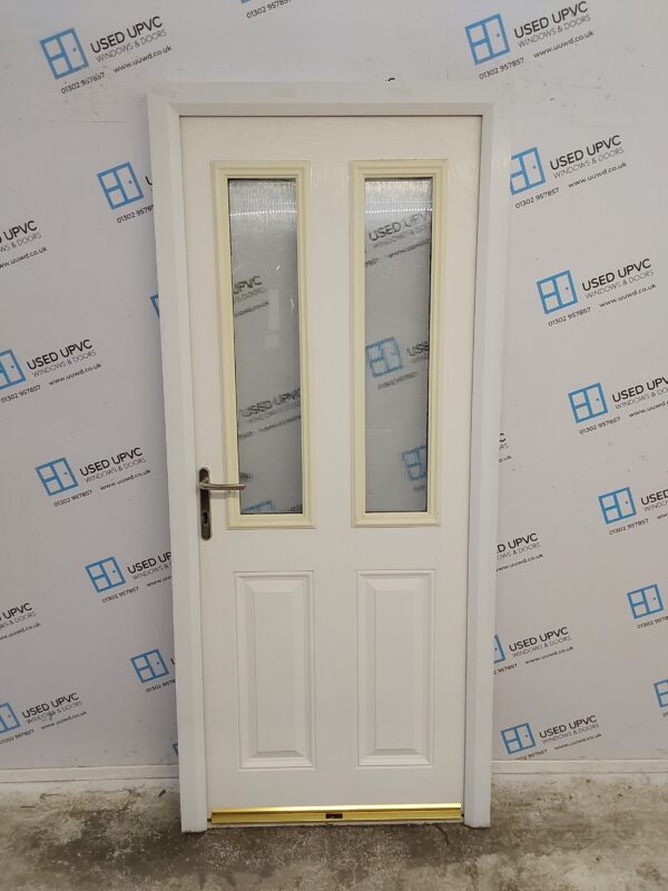 Used White Composite Back Door 895mm x 2040mm 0516