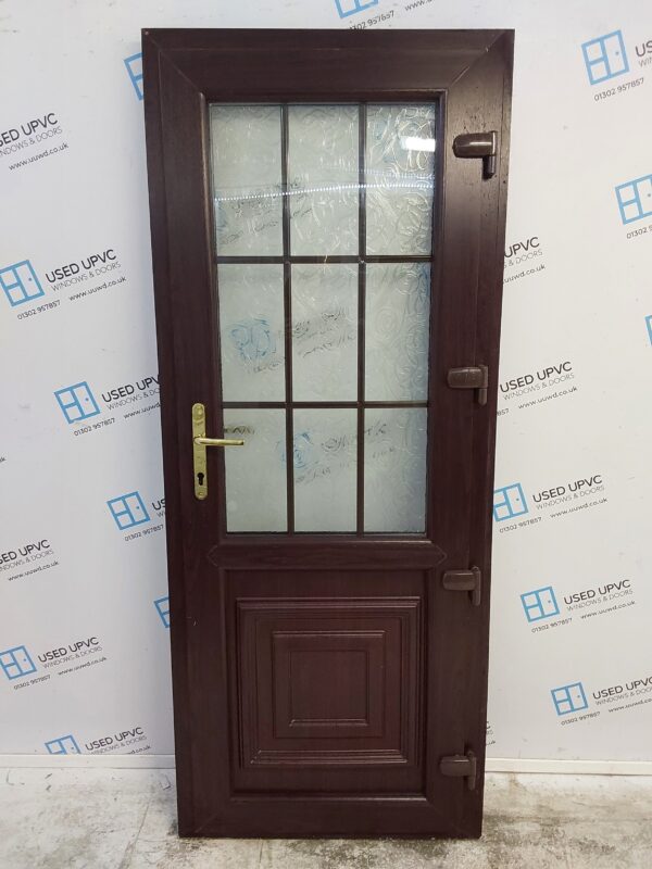 Used Rosewood Upvc Back Door 820mm x 2025mm (reduce to 800mm) 0781 - Image 2