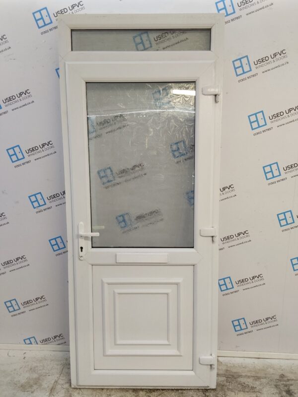 Used White Upvc Front Door And Toplight 930mm x 2255mm 0649 - Image 2