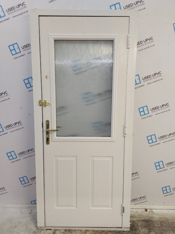 Used White Composite Back Door 940mm x 2110mm (Reduce To 890mm) C7D004 - Image 2