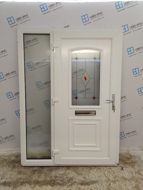 Used Red Upvc Front Door And Side Panel 1490mm x 2035mm DS008 - Image 2