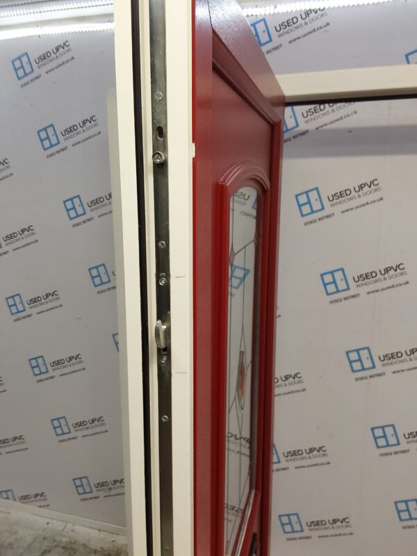 Used Red Upvc Front Door And Side Panel 1490mm x 2035mm DS008 - Image 4