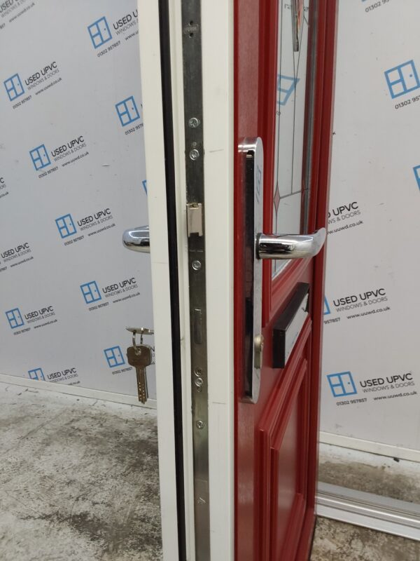 Used Red Upvc Front Door And Side Panel 1490mm x 2035mm DS008 - Image 5