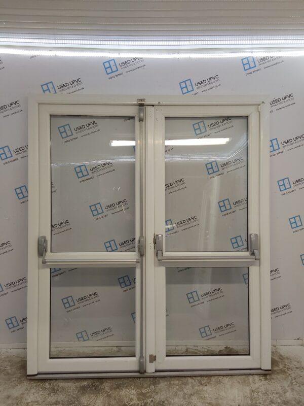 Used White Upvc Push Bar French Doors 1795mm x 2085mm EA15 - Image 4