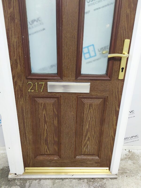 Used Brown Composite Front Door 950mm x 2050mm (Reduce To 900mm) 0668 - Image 11