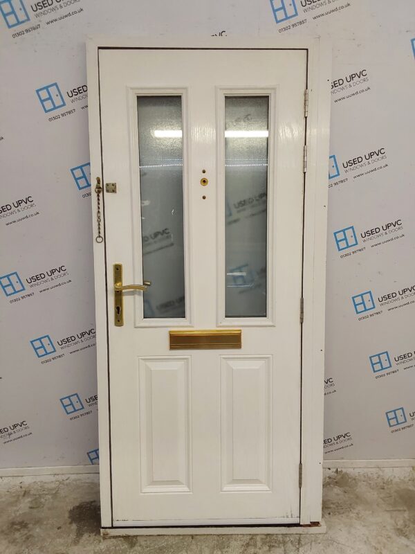 Used Brown Composite Front Door 950mm x 2050mm (Reduce To 900mm) 0668 - Image 2