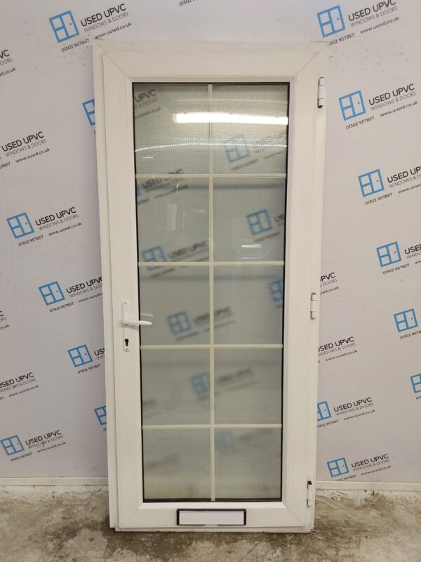 Used White Upvc Full Glass Door 915mm x 2070mm (Reduce To 2050mm) 0569 - Image 2