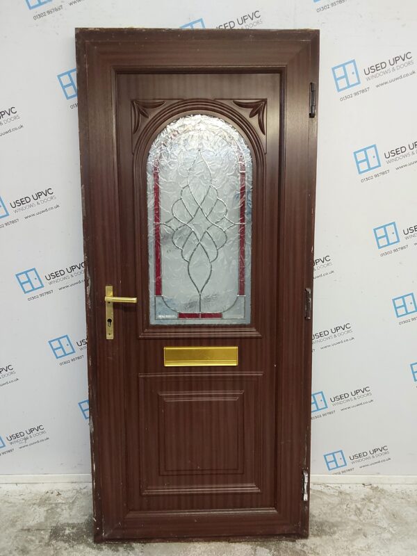 Used Woodgrain Upvc Front Door 885mm x 1995mm 0486 - Image 2