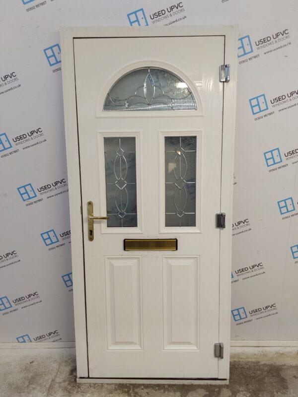 Used Black Composite Front Door 940mm x 2085mm (reduce to 910mm) C7D029 - Image 2