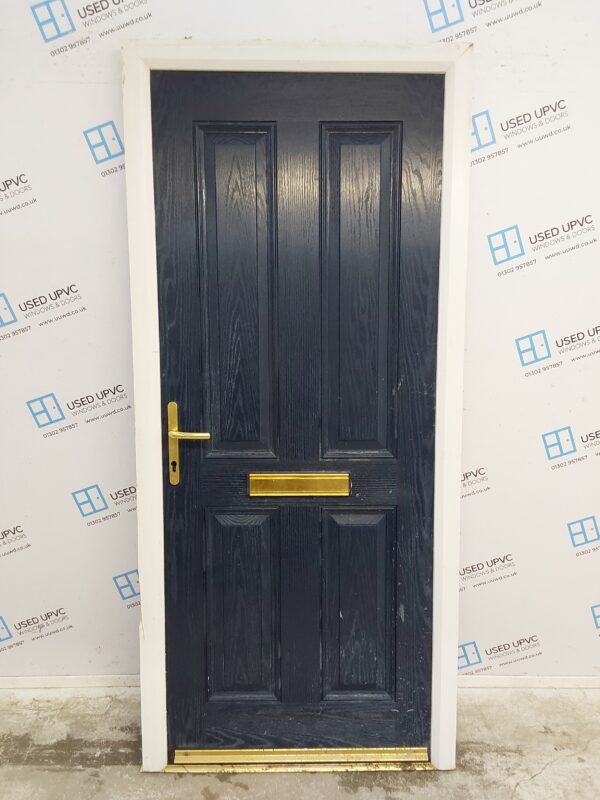 Used Dark Blue Composite Front Door 930mm x 2070mm 0423