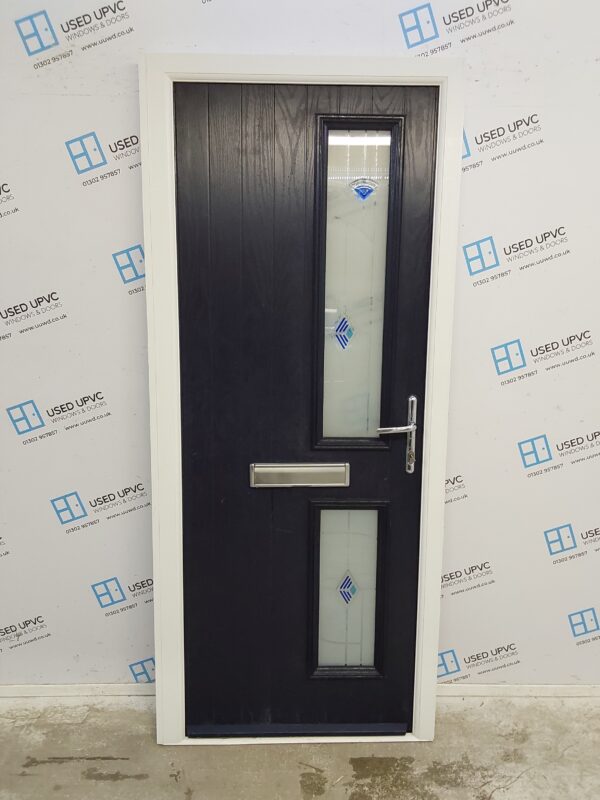 Used Dark Blue Composite Front Door 885mm x 2060mm (Reduce To 865mm) 0732