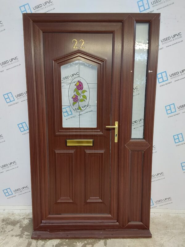 Used Woodgrain Upvc Front Door And Side Panel 1190mm x 2080mm (reduce to 1160mm) DS011