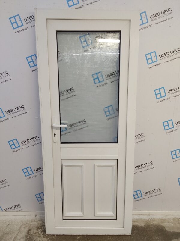 Used White Upvc Back Door 840mm x 2035mm (reduce to 825mm) 0100