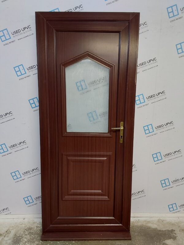 Used Woodgrain Upvc Back Door 900mm x 2125mm (reduce to 860mm) C7D039