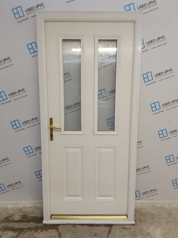 Used White Composite Back Door 975mm x 2130mm (Reduce To 2115mm) 0363