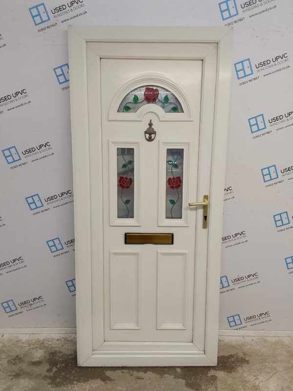 Used White Upvc Front Door 905mm x 2060mm (Reduce To 890mm) C6048