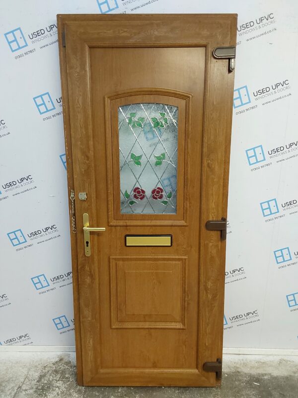 Used Oak Upvc Front Door 865mm x 2055mm 0015 - Image 2