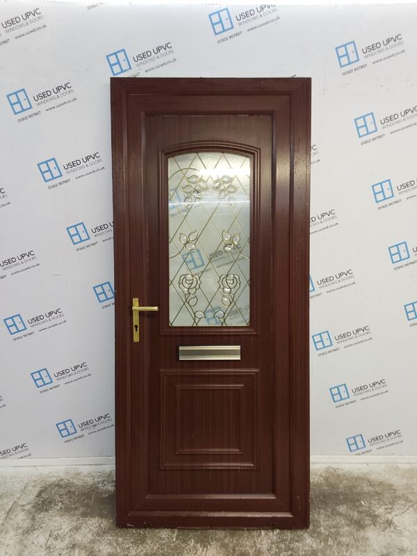 Used Woodgrain Upvc Front Door 905mm x 2070mm (Reduce to 885mm) 0548