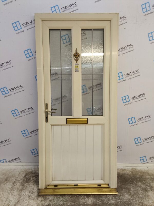 Used Cream Upvc Front Door 955mm x 2105mm ( Reduce to 940mm) C6077