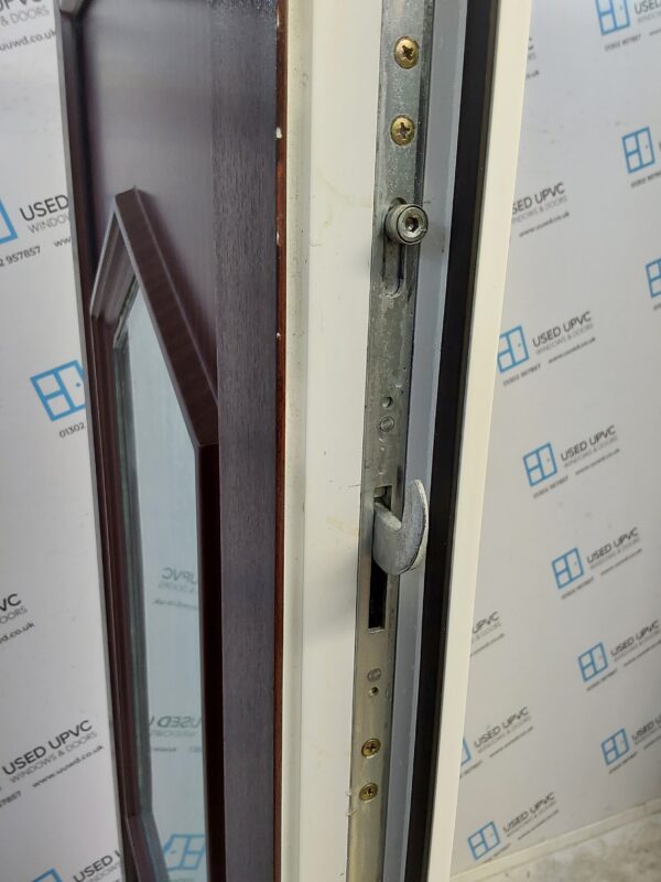 Used Woodgrain Upvc Back Door 900mm x 2125mm (reduce to 860mm) C7D039 - Image 6