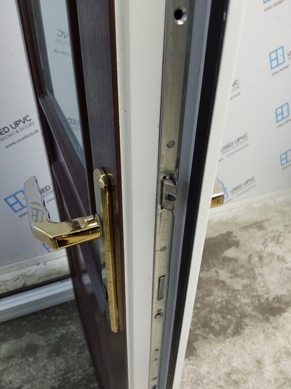 Used Woodgrain Upvc Back Door 900mm x 2125mm (reduce to 860mm) C7D039 - Image 7